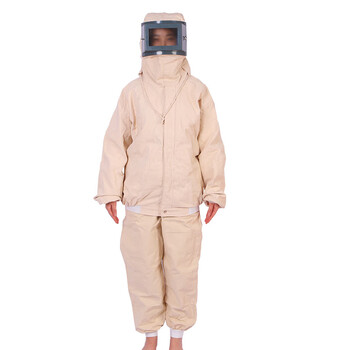 谋福 喷砂衣打沙衣 加厚帆布油漆服分体打砂工作服 米白色上衣(分体) 100036377815