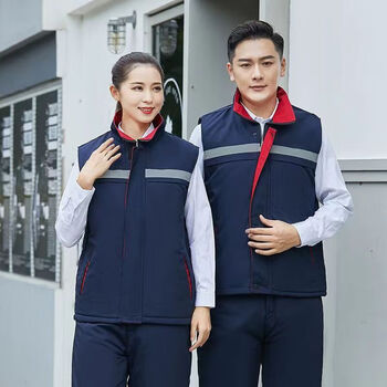 谋福 马甲工作服男秋冬加厚背心 电焊车间厂服工地汽修工装劳保服上衣 藏青色 160码 100129481911