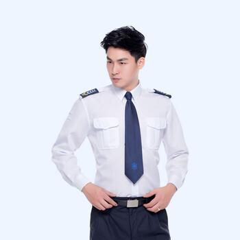 谋福 624新式物业保安服短袖衬衣保安衣服夏季制服夏装工作服套装【 (白色长袖衬衣+裤子+配件)   175】 100011021988