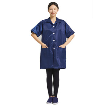 谋福 防静电服短袖大褂 无尘工作服 藏青色短袖大褂 M 100093494869