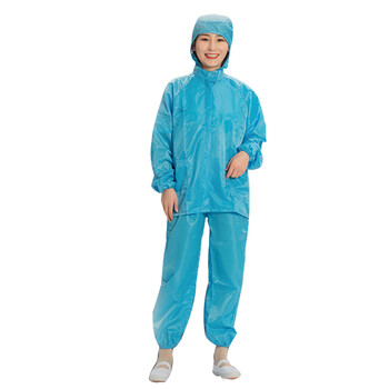 谋福 防静电分体服连帽防尘服静电衣喷漆服防尘洁净服食品厂GMP无尘工作服（蓝色 XL）8151 100006639590