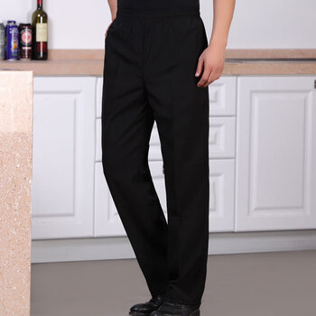 谋福 厨房厨师工作裤 男夏天装西裤工作服裤子【 黑色直筒】 3XL 100041630150