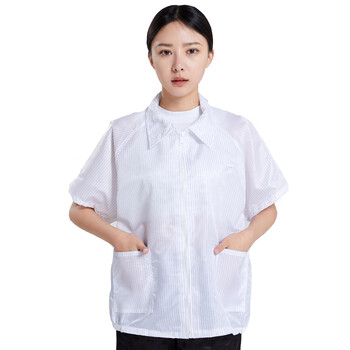 谋福 防静电服短袖大褂 无尘工作服 白色短袖上衣 L 100104586738