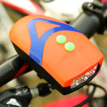 谋福 自行车喇叭 带前灯山地车带灯 电子铃单车灯配件骑行装备（橘色） 100069830157