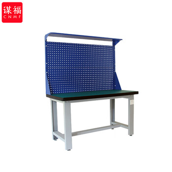 谋福 7045 重型防静电钳工工作台车间不锈钢实验桌子操作台(1.2米双挂板带灯架) 100030146582