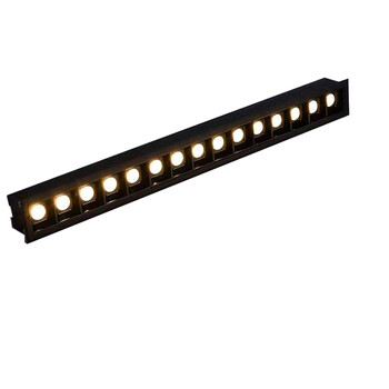 谋福 轨道式线条灯LED条形射灯无主灯长条格栅灯 黑壳方杯－15珠－30W（开孔406*35mm)暖光3000K 100025261329