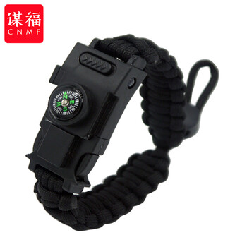 谋福 户外LED灯手环 伞绳手链 多功能伞绳手环刀登山手镯（伸款款黑色） 100058613326