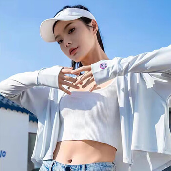 谋福 冰丝防晒衣女 防晒服（灰色反光条拉链+紫外线显示 均码 ） 100045933950