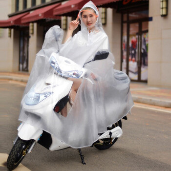 谋福 电瓶车雨衣电动车男女成人防暴雨骑行自行车外卖雨披 普通款有后视镜-磨砂白(双帽檐)4xl 加厚款 100024641411