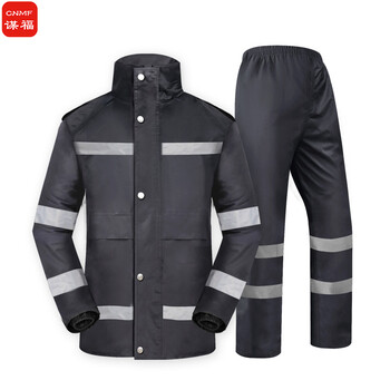 谋福 1005 雨衣套装防风防雨男式牛津布雨衣劳保雨衣成人徒步 登山雨披 牛津布黑色经典款JD01(4XL-185)可定制 100006050048