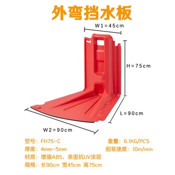 谋福 地铁口应急防洪挡板 防汛装配式子堤有效挡水（FH75-C外弯挡水板） 100134328930