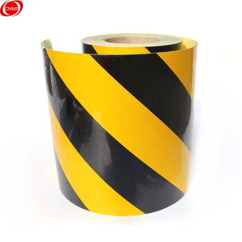 谋福 反光胶带 反光标识警戒线墙贴地板贴标志 反光膜警示胶带 长45.7米（20cm宽 黄黑色 ）L8418 100002254426