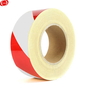 谋福 反光胶带 反光标识警戒线墙贴地板贴标志 反光膜警示胶带 长45.7米（20cm宽 红白色 ）L8419 100001671775