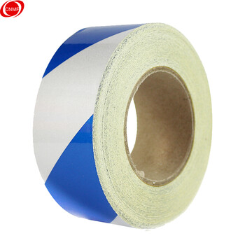 谋福 L8411反光胶带 反光标识警戒线墙贴地板贴标志 反光膜警示胶带 长45.7米（10cm宽 蓝白色 ） 100001724549