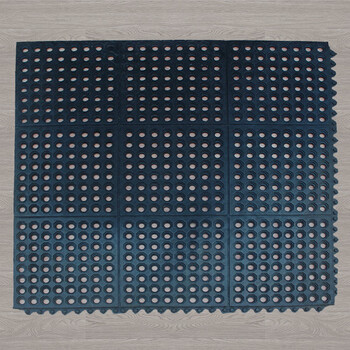 谋福 酒店厨房卫生间地垫 耐磨酒店方块拼接厨房防滑垫橡胶垫片【黑色橡胶93cm*93cm锁扣（可拼接）】 100059005040