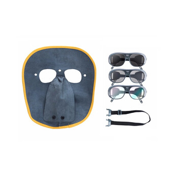 谋福 电焊面罩 电焊面罩牛皮+透明+灰+黑色眼镜+绑带1021 100007503194