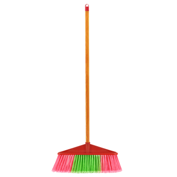 谋福 木杆塑料扫把硬毛环卫扫水户外软毛扫帚头学校塑料扫把（加厚直五排+木柄） 100148105110
