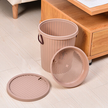谋福 过滤圆形茶渣桶 客厅茶叶垃圾桶 加厚塑料(棕色中号13升) 100032668725