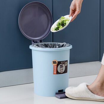 谋福 厨房垃圾桶 脚踏式卫生间带盖垃圾桶带盖（蓝色小号内桶款） 100100350566