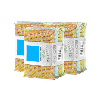 谋福 780 海绵擦双面不沾油洗碗布 加厚百洁布 钢丝棉刷碗 金丝菱角款(12片装） 100022997078