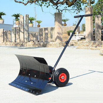谋福 62推雪铲手推式铲雪器铲雪板推雪板（轮式推雪铲黑色大号74*42cm） 100005825963