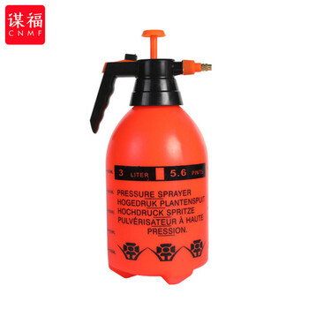 谋福 30  气压式园艺喷壶 浇水壶 塑料喷雾器 小型压力喷雾瓶（3L喷壶橘红色） 100013456821