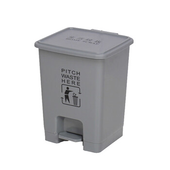 谋福 1173  医疗垃圾桶利器盒废物黄色脚踏式带盖加厚垃圾箱（15L灰色生活垃圾桶 加厚） 100007294604