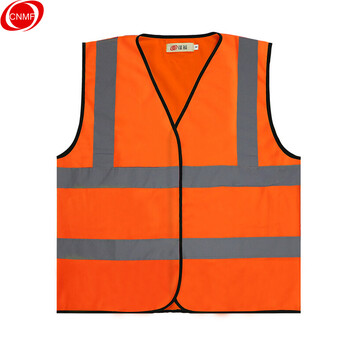 谋福 8024安全反光背心马甲 户外施工服 加宽反光条马甲骑行服 反光衣 荧光橙肩部有反光条 6530146