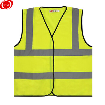 谋福 8024-2 安全反光背心马甲 户外施工服 加宽反光条马甲骑行服 反光衣 荧光黄肩部有反光条 6743687