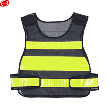 谋福 黑色网格反光背心 施工安全服出行安全警示绿化衣服 反光衣马甲 （黑网黄晶格款） 100069077684