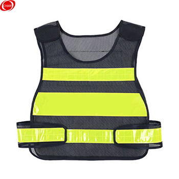 谋福 8411 黑色网格反光背心 施工安全服出行安全警示绿化衣服 反光衣反光马甲 （黑网黄晶格款） 100001336867