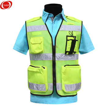 谋福 多口袋荧光黄反光马甲背心可挂对讲机 施工建筑骑行反光马甲安全衣服 6774013