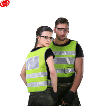 谋福 L9628反光背心 汽车荧光衣服 反光马甲建筑施工程安全服 交通路政执勤制服（黄色反光背心渔网便携式） 100003500621