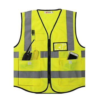 谋福 80042 反光马甲反光背心 救援服施工夜间作业警示服 （口袋款 荧光黄） 100013876033