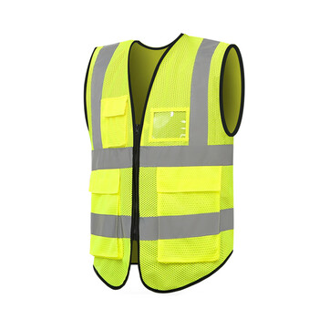 谋福 194反光背心马甲工地建筑安全服环卫反光衣多口袋反光工作马甲可定制（黄色透气口袋款 均码） 100005268337