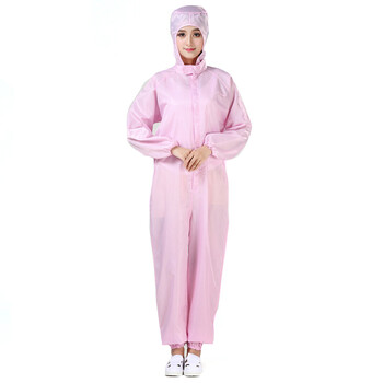 谋福 防尘防静电服净化服食品车间洁净服连体防护服无尘服(粉色连体防护服 4XL190)689 100006698757