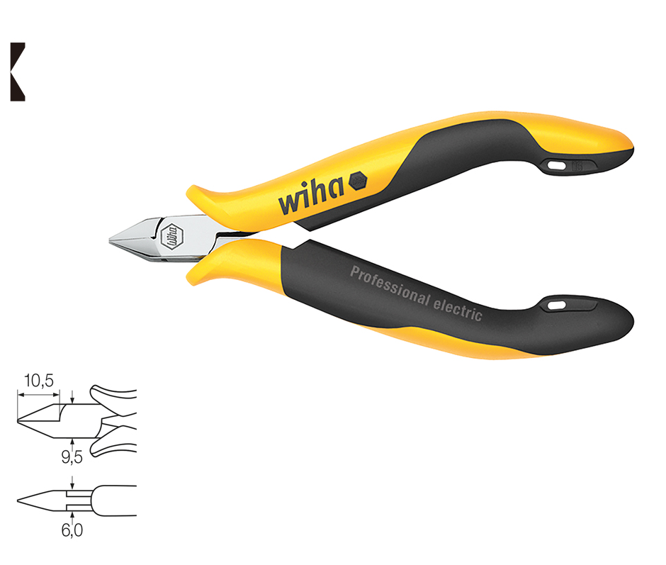 WIHA/威汉 专业型防静电斜口钳窄锥头无斜切边 33521