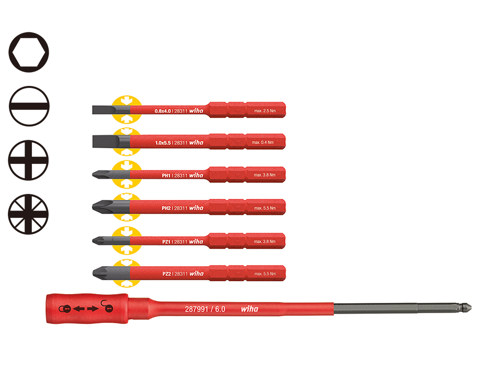 WIHA/威汉 slimBit批头及扭力螺丝刀接杆7件套 36079