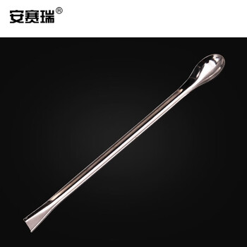 安赛瑞 不锈钢药匙 带槽药勺 实验室取样勺子化学试剂药勺 厚款双头一勺一槽 180mm（个） 601464