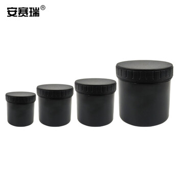 安赛瑞 螺旋罐带内盖（2个装）实验室塑料罐广口样品分装罐带盖包装密封罐油墨罐 黑色 1000ml（包） 600568