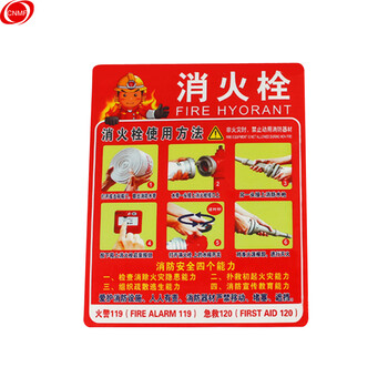 谋福 PVC标志牌灭火器使用方法警示牌消火栓使用方法安全标识牌 （A消火栓 加大款23.5*28.5cm）9694 100002581290