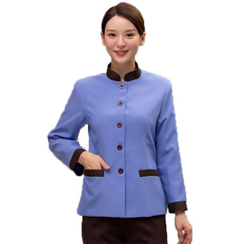 谋福 401 医院小区保洁酒店工作服长袖酒店物业清洁阿姨保洁服秋冬家政保洁 蓝色长袖加棉 XXL 100021621432