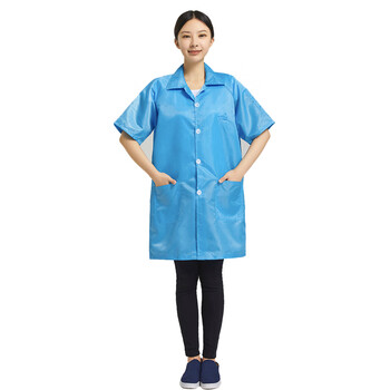 谋福 防静电服短袖大褂 无尘工作服 蓝色短袖大褂 S 100093494831