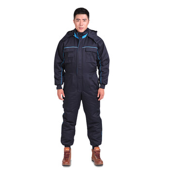 谋福 连体耐低温工作服 保暖连体工装连体服 冷库防寒防冻服 工作棉袄（藏青色连体款）3XL  8687 100001791153