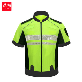 谋福 夏季交通铁骑执勤短袖工作服反光套装网眼透气摩托车机车骑行服 190 100038674362