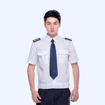 谋福 618新式物业保安服短袖衬衣保安衣服夏季制服夏装工作服套装【 (白色短袖衬衣+裤子+配件)  175】 100011021916