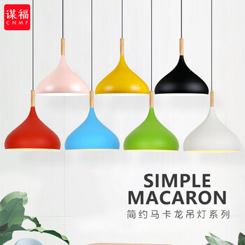 谋福 马卡龙艺术吊灯餐客厅理发店咖啡办公室吧台灯 红色（直径40CM）5个装 100026865859