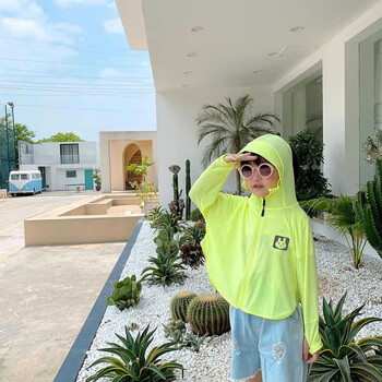 谋福 冰丝防晒衣女 防晒服（ 儿童荧光绿3-7岁110cm以下 均码 ） 100054443145