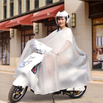 谋福 电瓶车雨衣电动车男女成人防暴雨骑行自行车外卖雨披 普通款无后视镜-磨砂白(双帽檐) 4xl加厚款 100024641409