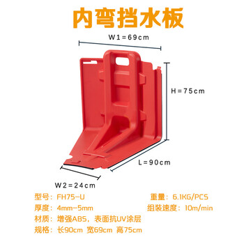 谋福 地铁口应急防洪挡板 防汛装配式子堤有效挡水（FH75-U内弯挡水板） 100134329056